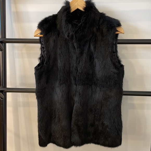 MICHAEL Michael Kors black real rabbit fur vest size M - Picture 6 of 6